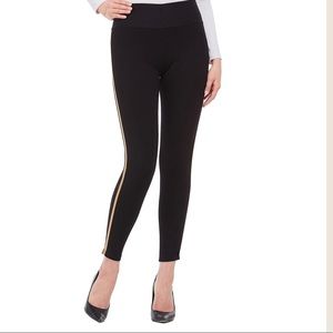 Fun Festive Peter Nygard Black Leggings with Gold Accent